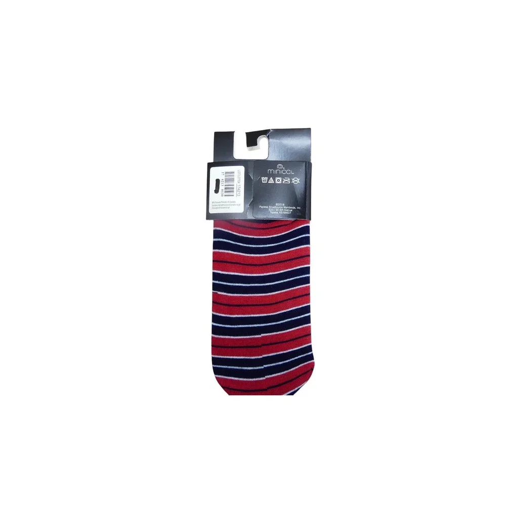 Minicci Foot Liner Socks Women M/L Red Blue NWT Striped Non-Slip Gel Tab 1 Pair
